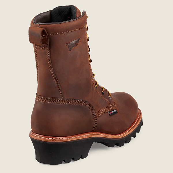 Red Wing Mens Safety Boots - Loggermax - 9-inch Insulated Waterproof Toe - Brown - RQU860197